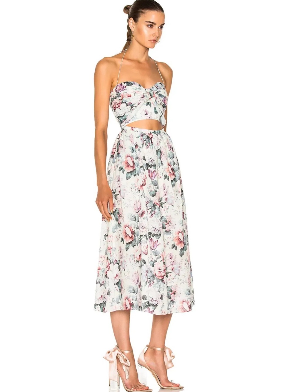 Zimmermann Floral White and Pink Midi Dress